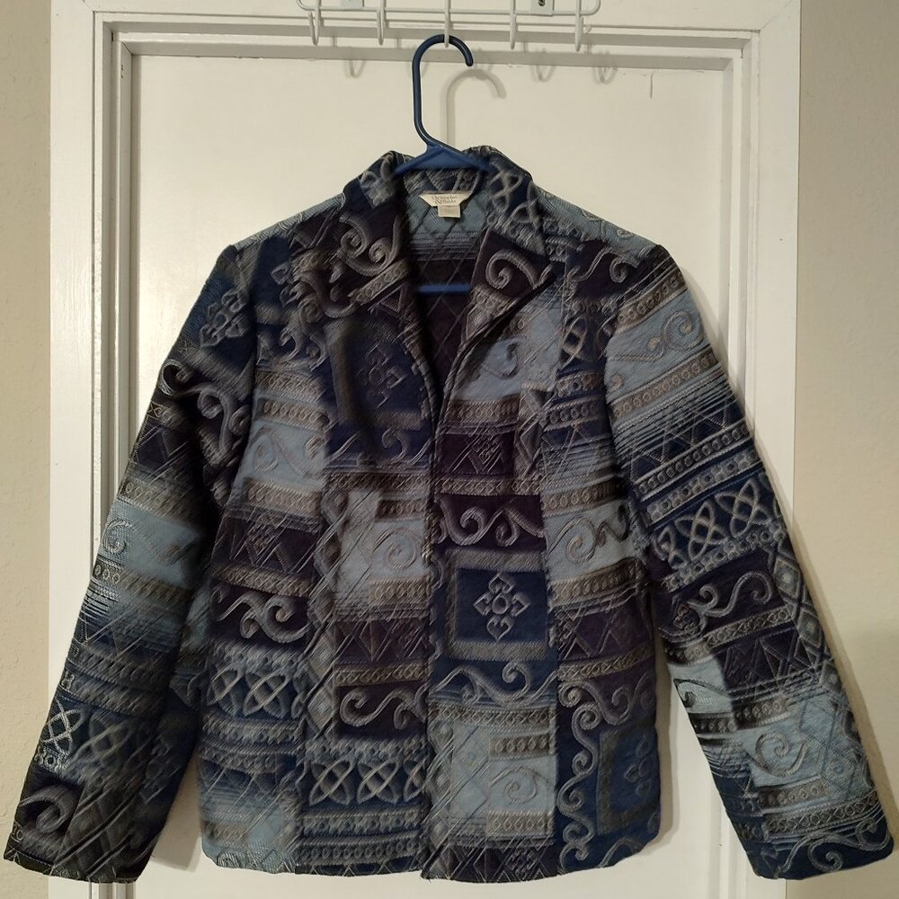 Christopher & Banks Women's Gray, Black, Blue Blazer - Size Medium